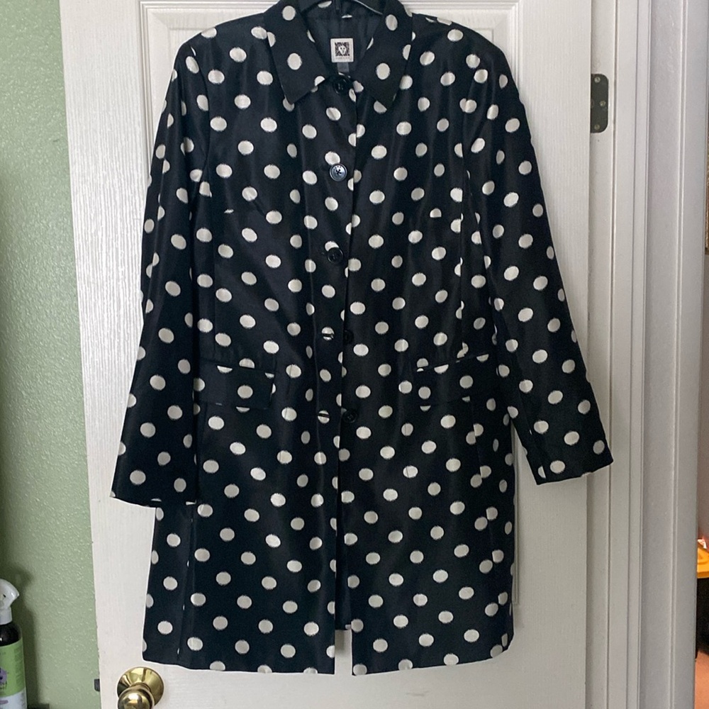 Anne Klein lightweight polka dot overcoat